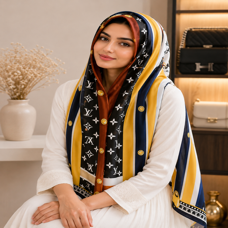 Premium Quality Party Wear Printed Luxury Silk Hijab/Scarf